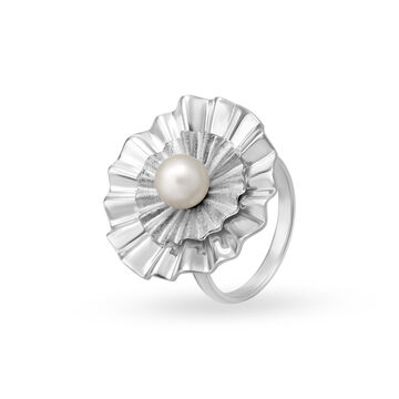 Iridescent Blossom Silver Finger Ring