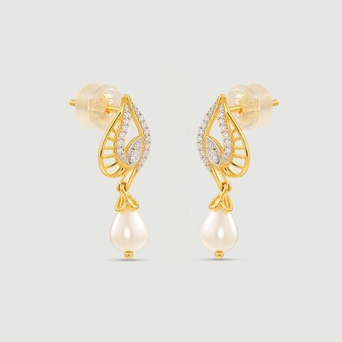 Radiant Diya Pearl Diamond Drop Earrings