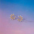 Radiant Sunburst Diamond Stud Earrings,,hi-res view 1