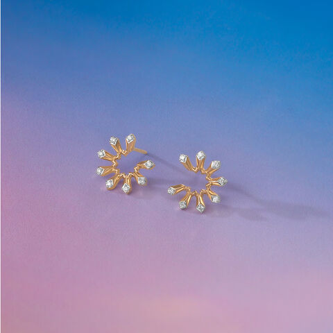 Radiant Sunburst Diamond Stud Earrings