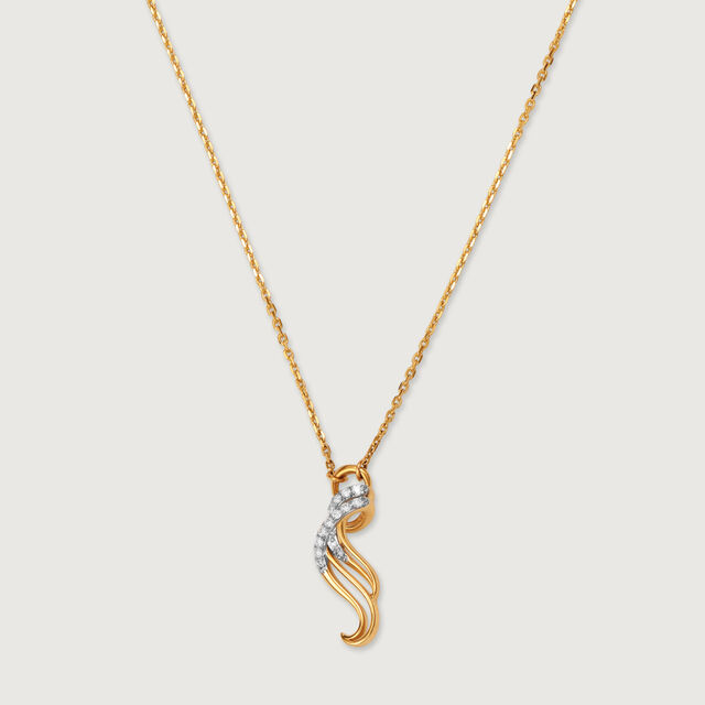 Whispering Gale 14 Kt Gold & Diamond Pendant with Chain,,hi-res image number null