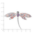 Silver Dragonfly Brooch With Rich Purple Stones,,hi-res view 3