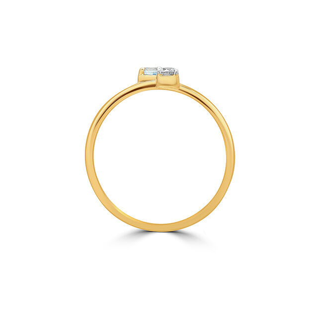 14KT Yellow Gold Azure Blue Topaz And Diamond Finger Ring,,hi-res image number null