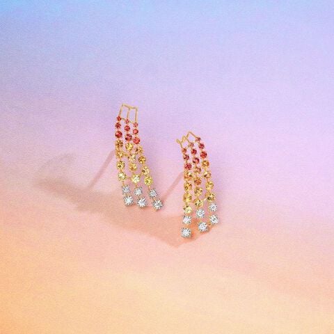 Radiant Spectrum Sapphires & Diamond Drop Earrings