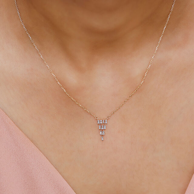 Buy 14KT Yellow Gold Waterfall Drift Diamond Necklace Online Mia