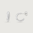 Textured Bold Silver Hoop Earrings,,hi-res view 4