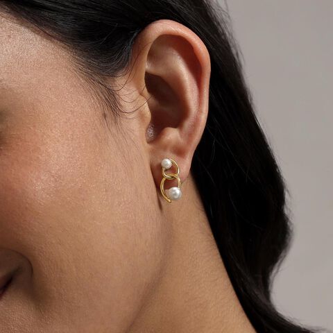 Edgy Chic Pearl Stud Earrings