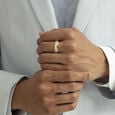 Grided Glitz Gold & Diamond Finger Ring for Men,,hi-res view 2