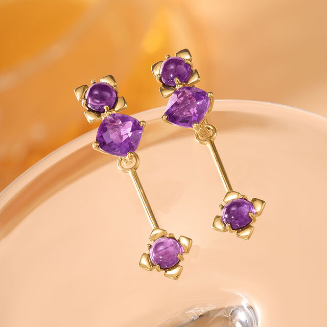 Mystic Mirage 14KT Amethyst Drop Earrings,,hi-res image number null