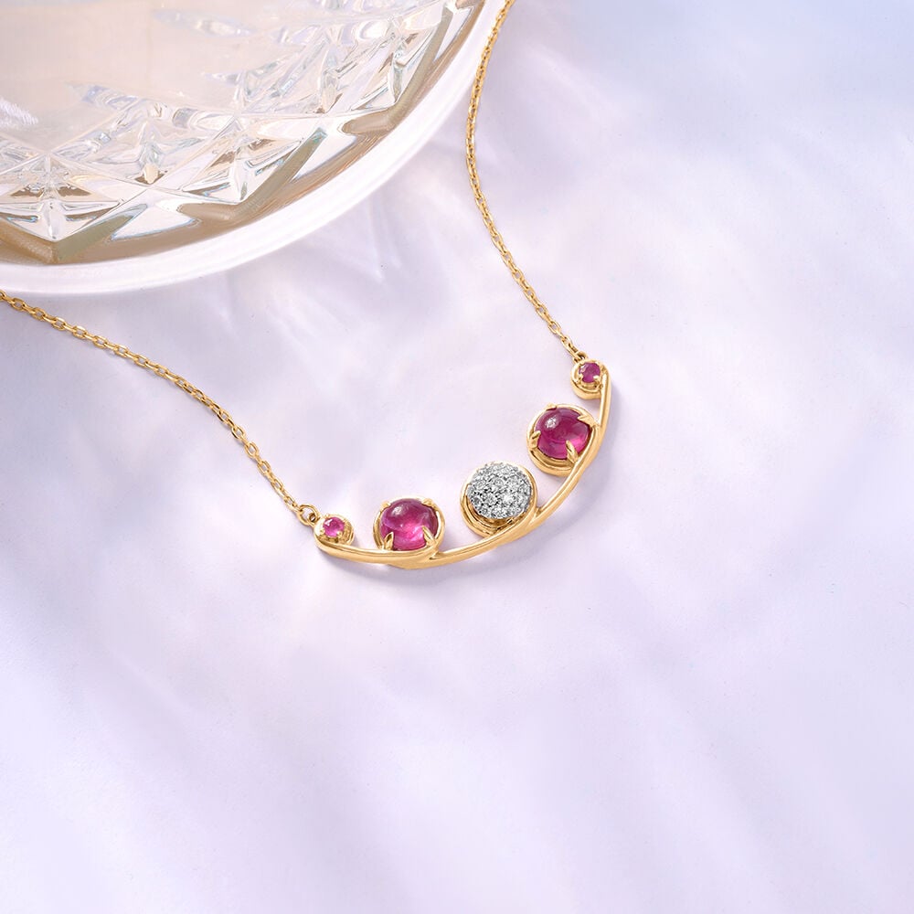 Buy Regal Sparkle 14KT Diamond Ruby Necklace Online Mia by Tanishq