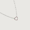 Heart Link Silver Necklace,,hi-res view 4