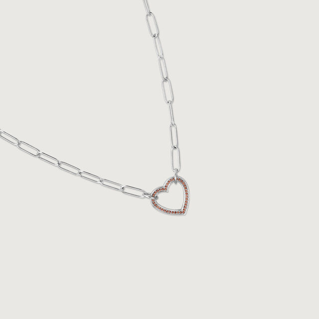 Heart Link Silver Necklace,,hi-res image number null