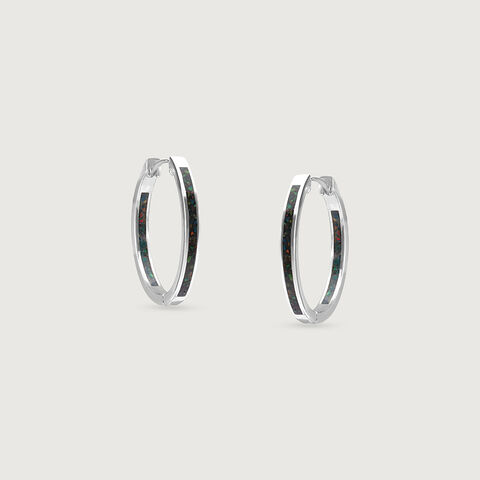 Vibrant Textured Opal Silver Hoop Earrings