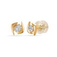 14 KT Yellow Gold Sparkling Diamond Stud Earrings,,hi-res view 2