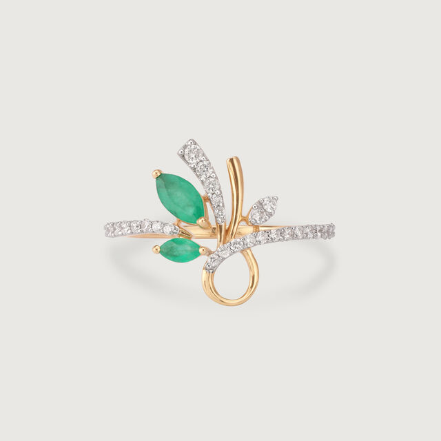Leaf Enchantment 14KT Gold & Emerald Ring,,hi-res image number null