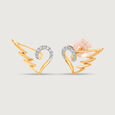 Winged Heart 14KT Gold & Diamond Stud Earrings,,hi-res view 4