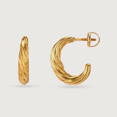 Twisted Glow Gold Hoop Earrings
