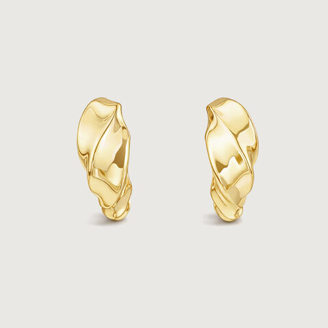 Sculpted Flow Gold Hoop Earrings