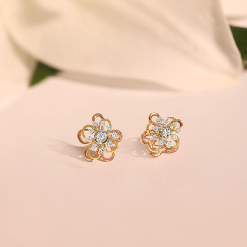 Forget Me Not Floral Diamond Stud Earrings