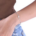 Minimal Glow Pearl Silver Bangle,,hi-res view 2