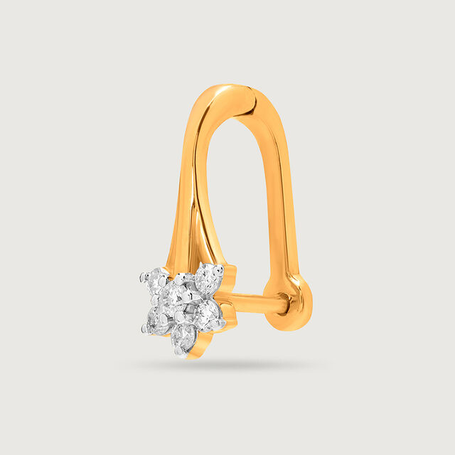 14KT Yellow Gold Diamond Nose Pin,,hi-res image number null