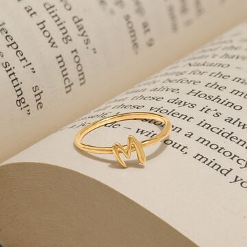 Letter W 14KT Yellow Gold Initial Ring