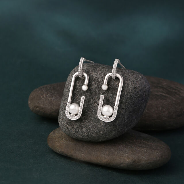 Loop Glow Silver Drop Earrings,,hi-res image number null