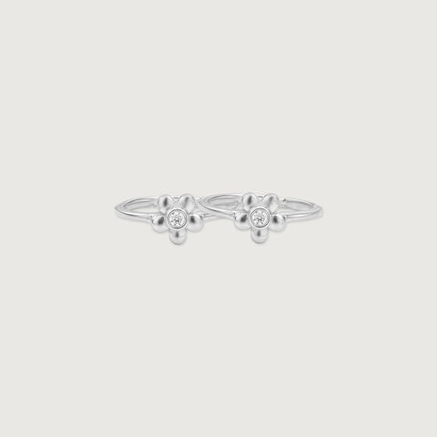 Floral Charm Silver Toe Rings