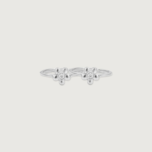 Floral Charm Silver Toe Rings,,hi-res image number null