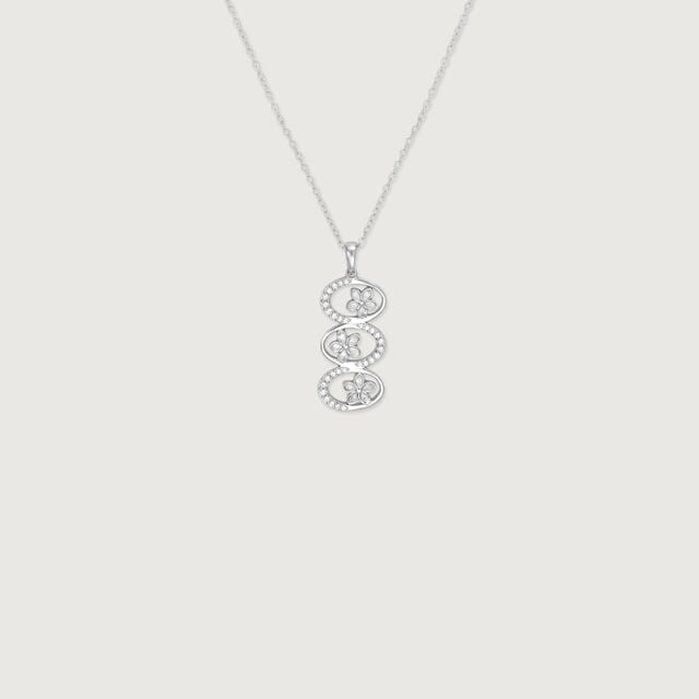 Floral Link Silver Necklace,,hi-res image number null
