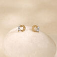 Textured Orbit Diamond Stud Earrings,,hi-res view 1