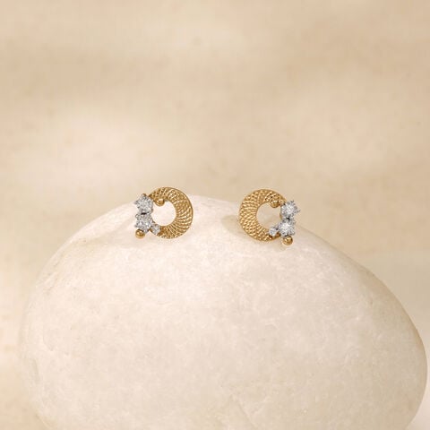 Textured Orbit Diamond Stud Earrings