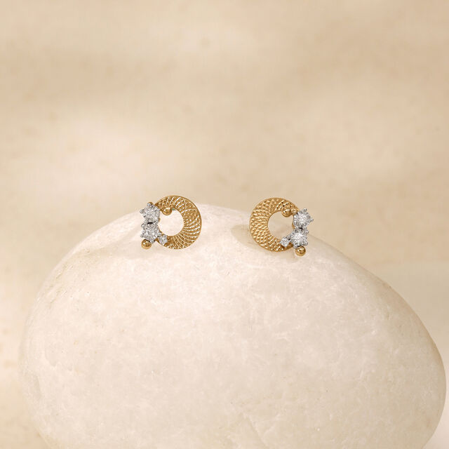 Textured Orbit Diamond Stud Earrings,,hi-res image number null