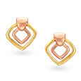 14KT Yellow Gold Stud Earrings with Diamond Design,,hi-res view 1