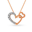 Rose Gold Looped Hearts Pendant With Diamonds,,hi-res view 1