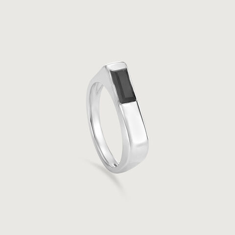 Sleek Inlay Silver Ring