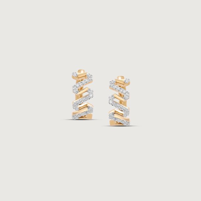 Electric Ziggle Diamond Hoop Earrings,,hi-res image number null