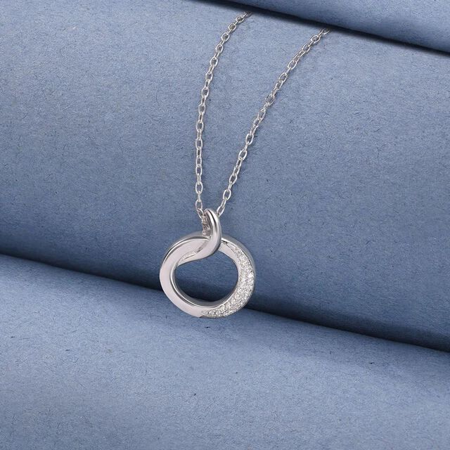 Classic Circle Silver Necklace,,hi-res image number null