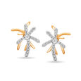 18KT Yellow and White Gold Dazzling Floral Stud Earrings,,hi-res view 1