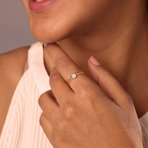 Sleek Stardust 14KT Gold & Diamond Ring