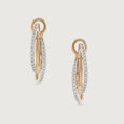 Sleek Elegance Gold & Diamond Hoop Earrings,,hi-res view 3