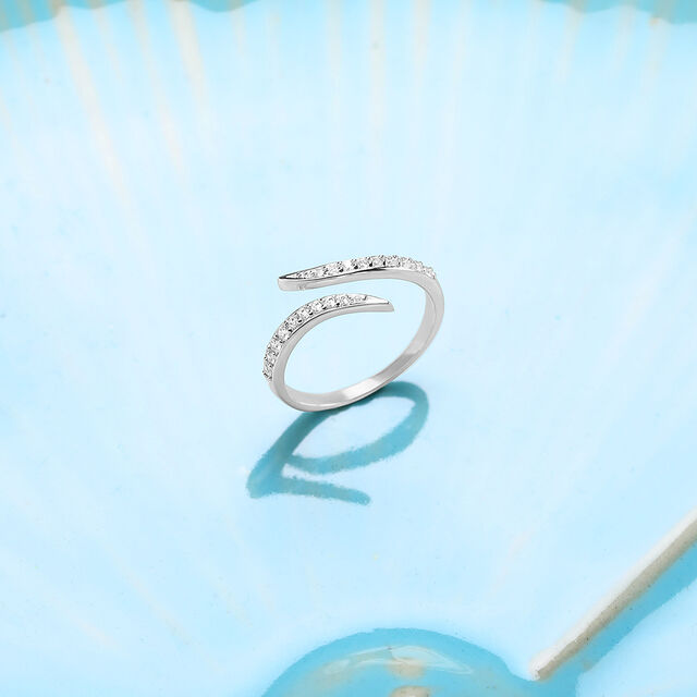 Sleek Twist Silver Finger Ring,,hi-res image number null