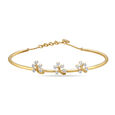 14KT Yellow Gold Sunlit Leaves In Diamond Bangle,,hi-res view 2