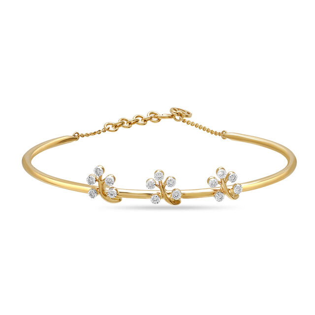 14KT Yellow Gold Sunlit Leaves In Diamond Bangle,,hi-res image number null