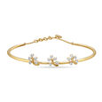 14 Kt Yellow Gold Sunlit Leaves In Diamond Bangle,,hi-res view 2