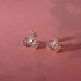 14KT Yellow Gold Floral Elegance Diamond Earrings,,hi-res view 1