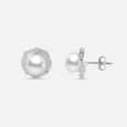 Hexagonal Pearl Silver Stud Earrings,,hi-res view 4