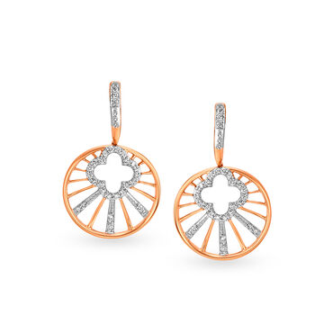 14KT Rose and White Gold Diamond Drop Earrings