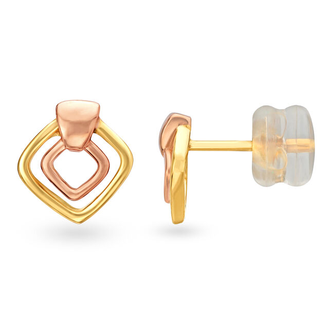 Mia by Tanishq 14KT Yellow Gold Stud Earrings with Diamond Design,,hi-res view 2