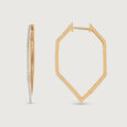 Hexa Bold Gold & Diamond Hoop Earrings,,hi-res view 4
